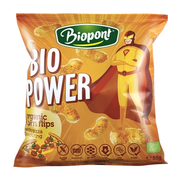 Bio Extrudált kukorica, pizza ízesítéssel, gluténmentes (Bio Power)