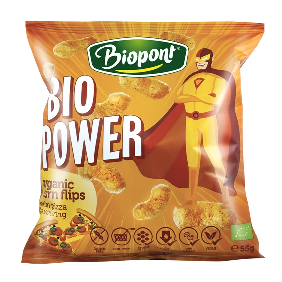 Bio Extrudált kukorica, pizza ízesítéssel, gluténmentes (Bio Power)